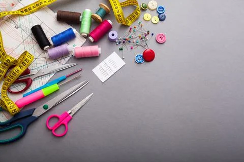 Copyspace frame with sewing tools Stock Photos