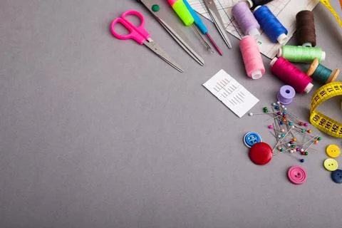 Copyspace frame with sewing tools 스톡 사진