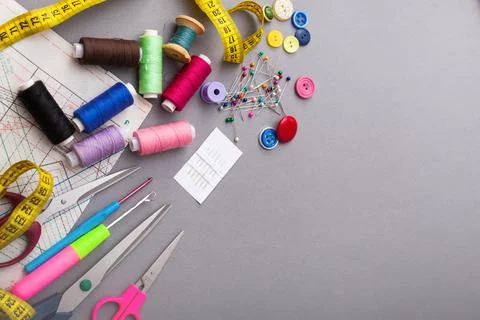 Copyspace frame with sewing tools Stock Photos