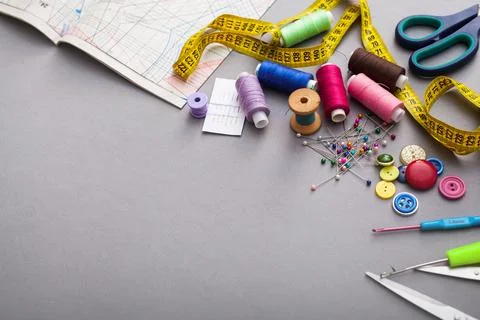 Copyspace frame with sewing tools Stock Photos