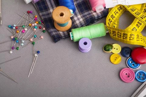 Copyspace frame with sewing tools Stock Photos