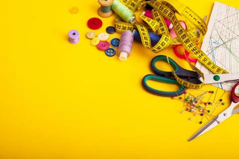 Copyspace frame with sewing tools Stock Photos