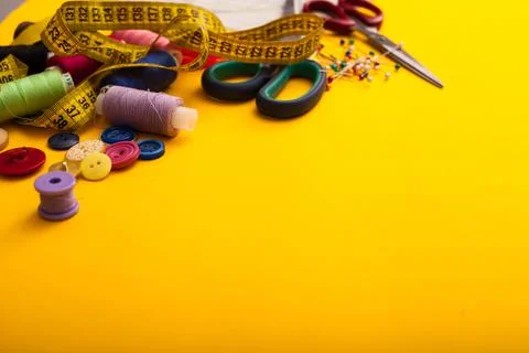 Copyspace frame with sewing tools Stock Photos