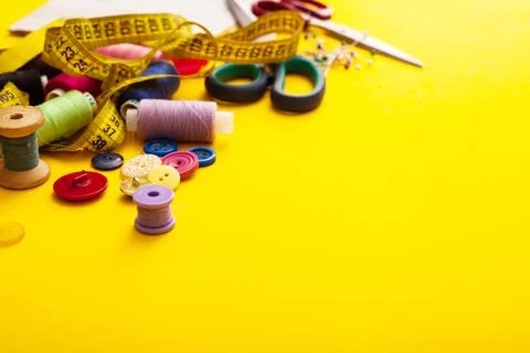 Copyspace frame with sewing tools Stock Photos