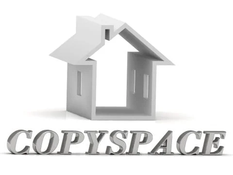 COPYSPACE- inscription of silver letters and white house on white background Stock Illustration