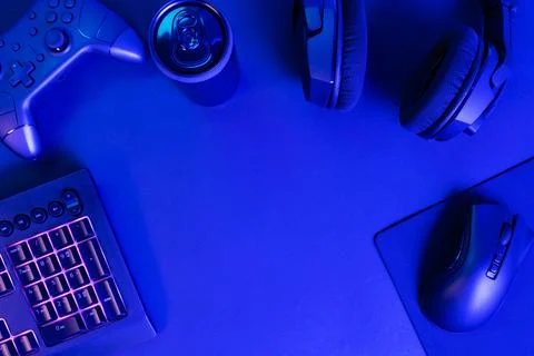 Copyspace surrounded by various modern wireless gadgets Stock Photos