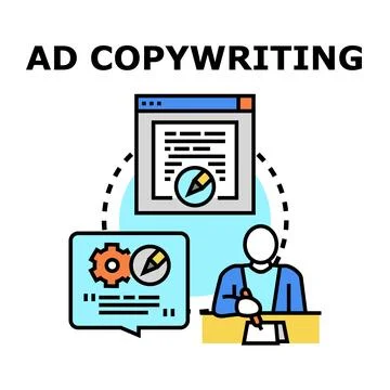 Copywriter creating advertisement content for marketing strategy Stock Illustration