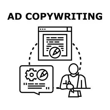 Copywriter creating advertisement content for marketing strategy Stock Illustration