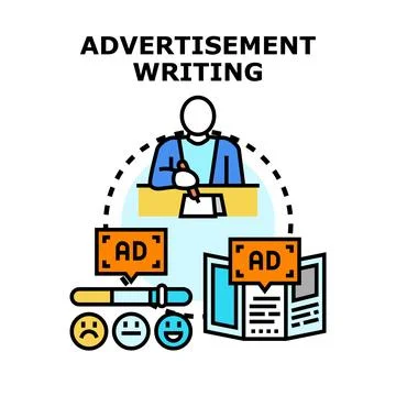 Copywriter creating advertisement text engaging target audience イラスト素材