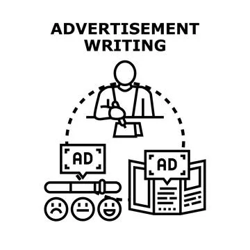 Copywriter creating advertisement text engaging target audience Stockillustratie