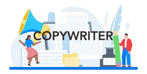 Copywriter typographic header. Writing and designing texts, creativity Stock Illustration