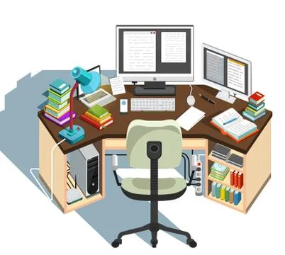 Copywriter workplace. Journalistic activity. Vector illustration Stock Illustration
