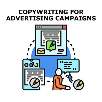 Copywriting for advertising campaign development concept Stock Illustration