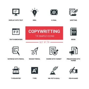 Copywriting concept - flat design style icons set Stock Illustration