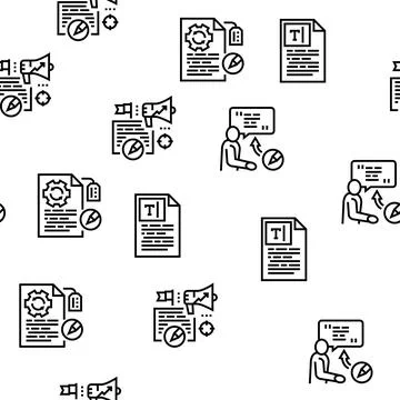 Copywriting Content Strategy Vector Seamless Pattern Illustrazione stock