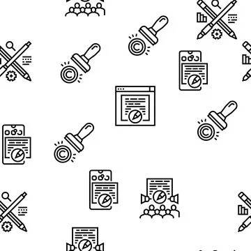 Copywriting Content Strategy Vector Seamless Pattern Stock Illustration