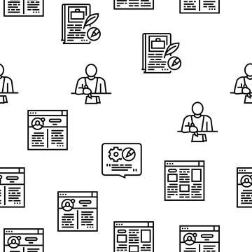 Copywriting Content Strategy Vector Seamless Pattern Stock Illustration