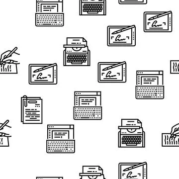 Copywriting Content Strategy Vector Seamless Pattern Stock Illustration