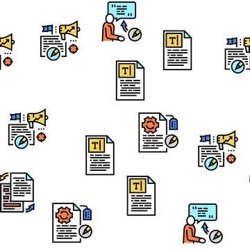 Copywriting Content Strategy Vector Seamless Pattern Illustrazione stock