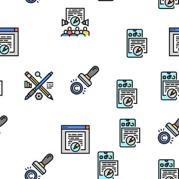 Copywriting Content Strategy Vector Seamless Pattern Stock Illustration