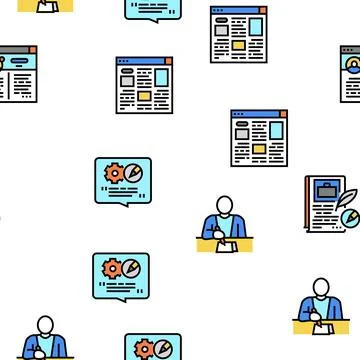 Copywriting Content Strategy Vector Seamless Pattern Illustrazione stock