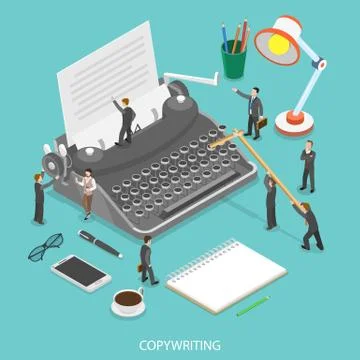 Copywriting flat isometric vector concept. Stock Illustration