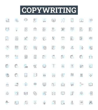 Copywriting vector line icons set. Copy, Writing, Copywriter, Freelance, Content Illustrazione stock