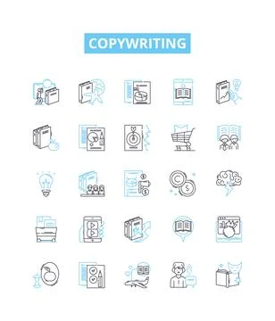 Copywriting vector line icons set. Copy, Writing, Copywriter, Freelance, Content Stock Illustration