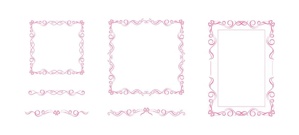 Coquette bow frames, delimiter vignettes Stock Illustration