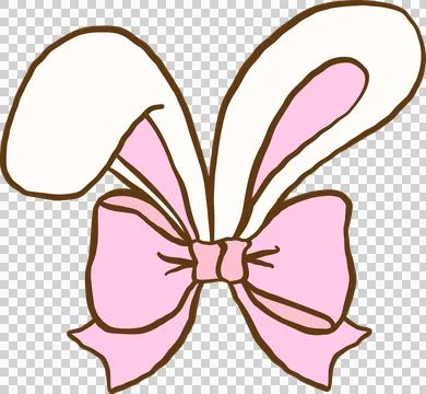 Coquette Easter Bunny Ears with pink Bow Stock Illustration