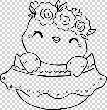 Coquette Easter Chicken in Egg Outline Illustrazione stock