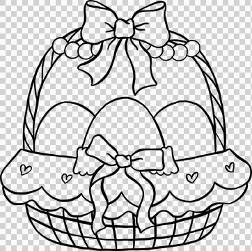Coquette Easter Egg Basket with Bow Outline Illustrazione stock