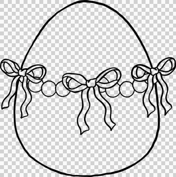 Coquette Easter Egg with Ribbon Bows Outline Stock Illustration
