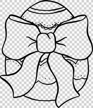Coquette Easter Egg with Vintage Bow Outline Illustrazione stock