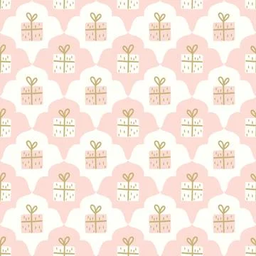 Coquette gift box seamless pattern for christmas 스톡 일러스트