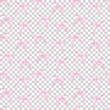 Coquette Pink Ribbon Bow Pattern Watercolor Girly Seamless Background Stock Illustration