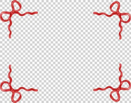 Coquette Red Frame Bow in Rectangle  shape Aesthetic watercolor Stock Illustration