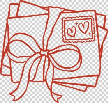 Coquette Retro Love Mails stack Doodle Outline イラスト素材