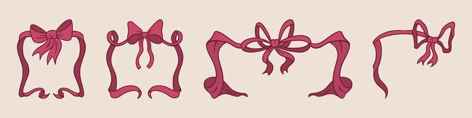 Coquette ribbon frame set Stock Illustration