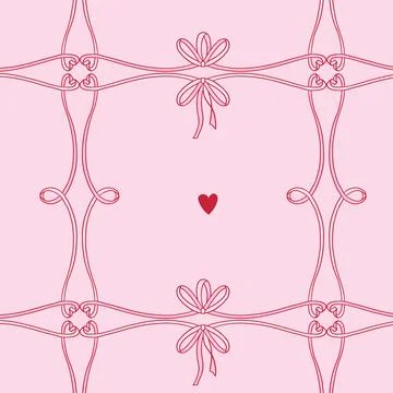Coquette seamless pattern with bows making checkered background. Linear bows and イラスト素材