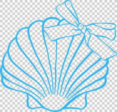 Coquette Seashell Outline Clam Shell with bow Girly Summer Stock Illustration