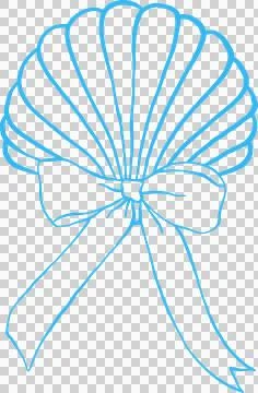 Coquette Seashell Outline Clam Shell with Ribbon bow Girly Summer Stock Illustration