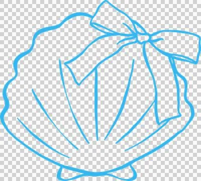 Coquette Seashell Outline Shell with Ribbon bow Girly Summer Stock Illustration
