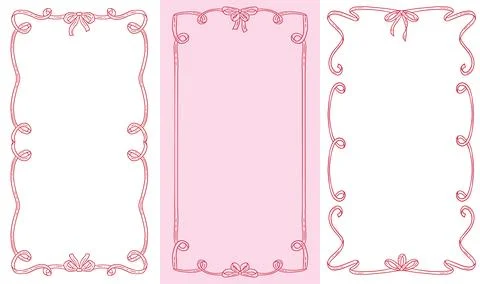 Coquettish elegant decorative vertical frames set featuring a ribbon bow design Illustrazione stock