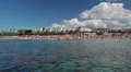 Coral Bay beach. People sunbathing and swimming. Peyia, Paphos, Cyprus HD Footage
