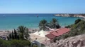 Coral Bay with sandy beach on Mediterranean sea, Peyia, Paphos, Cyprus HD Footage