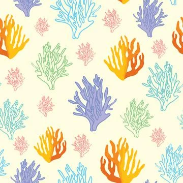 Coral colorful seamless pattern vector design background Stock Illustration