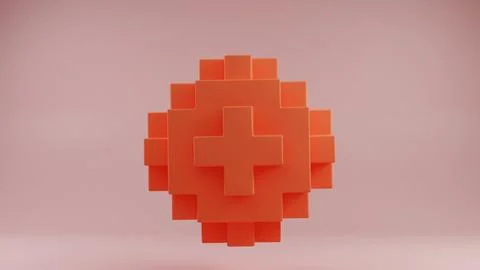 Coral Cross in Cubic Form: A Bold Geometric Statement Stock Illustration