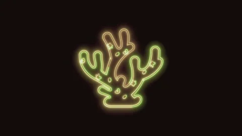 Coral Icon Neon Seamless Loop 4K (Black Background) Stock Footage 310357627