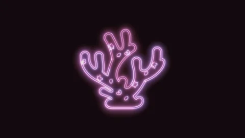 Coral Icon Neon Seamless Loop with Black Background 4K Stock Footage 311301495